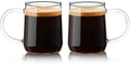 Glass Coffee Mugs, 16 oz Glass Coffee Cups Set of 2, Clear Borosilicate Glass Mugs with Handles for Cappuccino, Tea, Latte, Hot/Cold Beverages, Wine