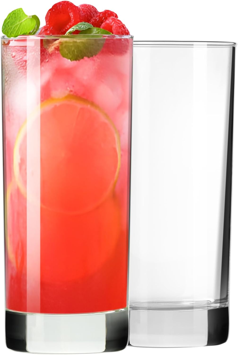 Highball Glasses Set of 4, Drinking Glasses 10 Oz, Clear Glass Cups, Tall Tumbler Water Glasses, Glassware Set for Cocktail, Coffee, Mojitos