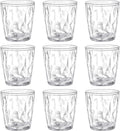 Hedume 9 Pack 10-ounce Plastic Water Tumblers, Transparent Drinking Glasses, Clear Acrylic Reusable Juice Wine Cups Stackable for Home, Picnic Party