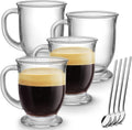 Mfacoy Glass Coffee Mugs Set of 4, Clear Large Coffee Mug 15 Oz With Handles for Hot Beverages, Clear Mugs for Tea, Cappuccino, Latte, Espresso Coffee