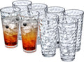 Amazing Abby - Iceberg - 24-Ounce Plastic Tumblers (Set of 8), Plastic Drinking Glasses, All-Clear High-Balls, Reusable Cups, Stackable, BPA-Free